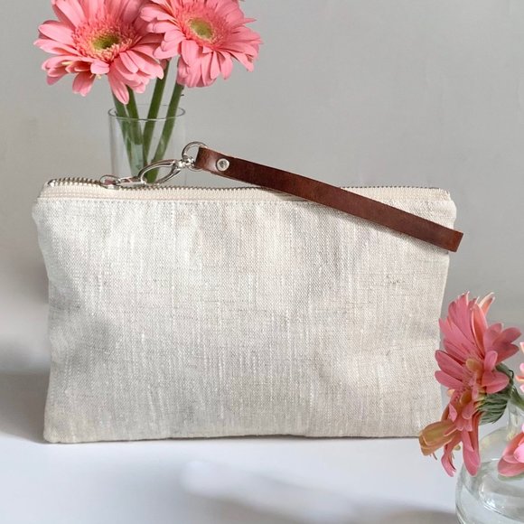 Linen Clutch Bag, Wristlet - Picture 8 of 8